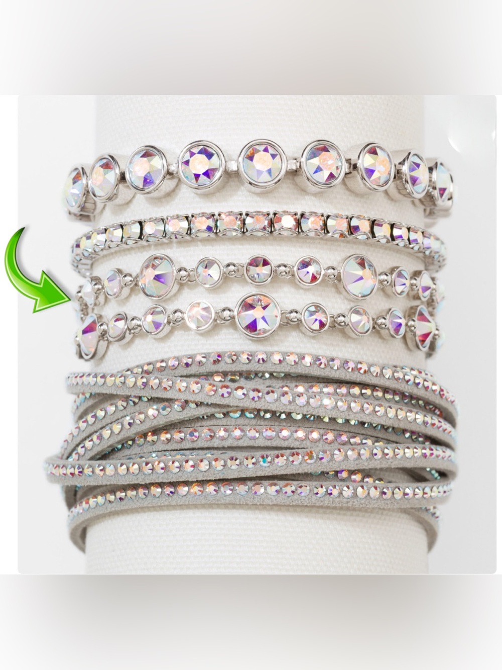 Touchstone Crystal by Swarovski Glam Bracelet, Crystal Aurore
Boreale - like new